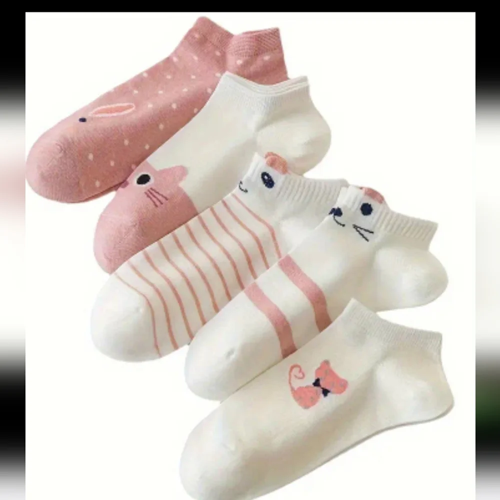KITTY CAT ANIMAL SOCKS OS ANKLE BRAND NEW 5 Pair